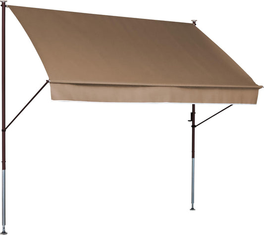 Angerer Klemluifel, stijl met handslinger, terras/balkon, eenvoudige montage zonder boren, Made in Germany, hoogwaardige stof, uv-bestendig, in hoogte verstelbaar, waterafstotend, 400 cm, taupe