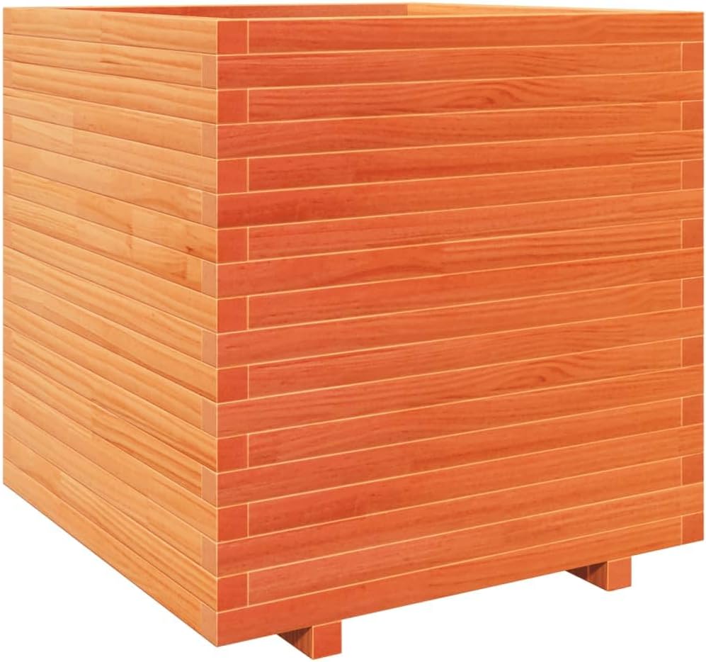 Flower Box Wax Brown 70 x 70 x 72.5 cm Solid Pine Wood Flower Box on Legs Pot with Trellis Planter Patio - QUORE