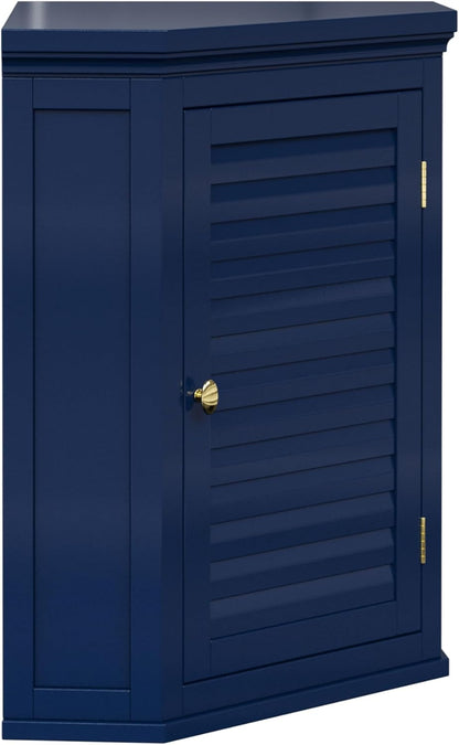Elegant Home Fashions Glancy Hoekkast Muur Navy Lamellendeur Stijl
