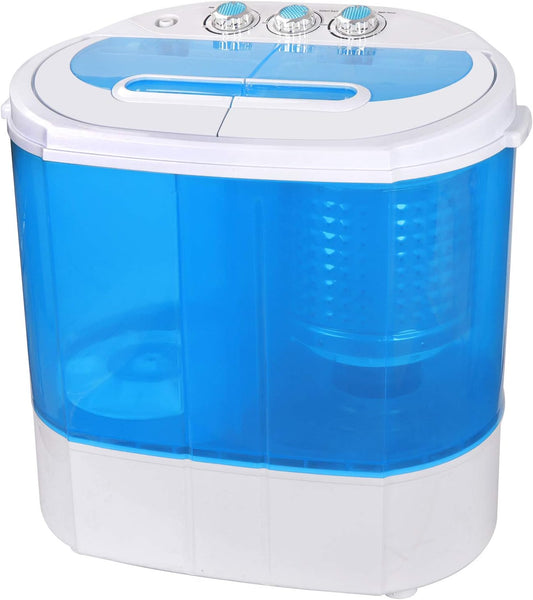 Wasmachine Compact – Mini Wasmachine – Draagbare Wasmachine – Toplader – Dubbele Wasmachine – 4,5 kg Capaciteit – Met Centrifuge & 2m Aansluitslang
