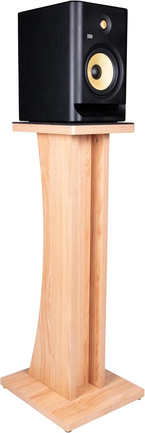 Gator Frameworks Elite-serie staande houten studio monitor luidsprekerstandaard in natuurlijke esdoornafwerking; enkel (GFW-ELITESPKSTMN-MPL)