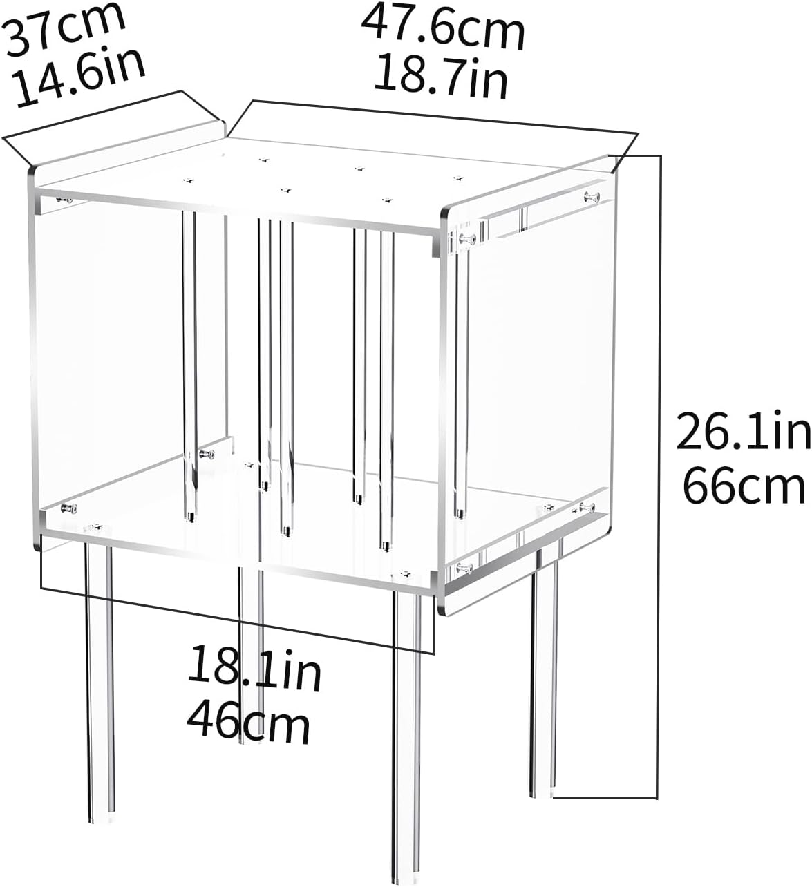 Platenspeler rek acryl – Platenspeler tafel – Platenspelerstandaard – Vinylplaten opbergtafel – Acryl bijzettafel – 43 x 37 x 66 cm – Transparant ontwerp