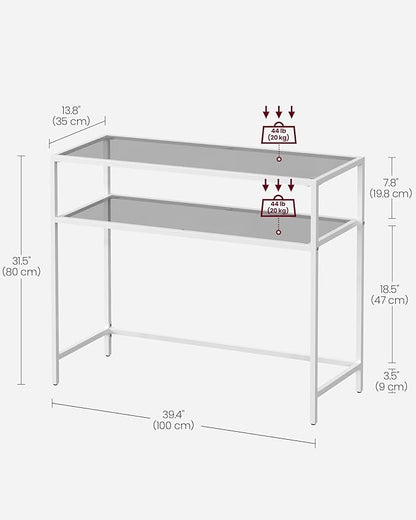 Bijzettafel - Haltafel - Woonkamer - Smalle console - Woonkamer - 100 cm x 35 cm x 80 cm - Ivoor - QUORE