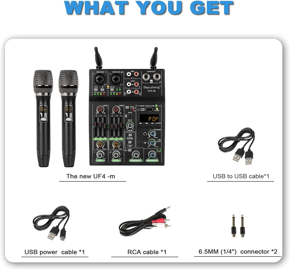 Audiomixer – Mixer – Mengpaneel – DJ Mixer – Geluidsmixer – 4-Kanaals Bluetooth – Draadloze Microfoonondersteuning – USB-Geluidskaart Met +48V Fantoomvoeding
