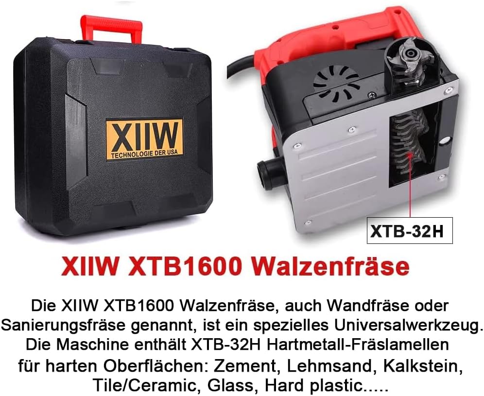 XIIW Betonfreesmachine voor Harde Oppervlakken, 1600 W 4000 rpm Rolfrees Renovatiefrees Betonfrees voor Tegel/Keramiek, Cement, Klei Zand, Kalksteen, Glas