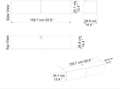 Hanah Home Scandinavian TV-standaard, White & Walnut, 159,7 cm | 100% Melamine Coated Particle Board, 18 mm dik | Stijlvol & Functioneel voor moderne woonkamers