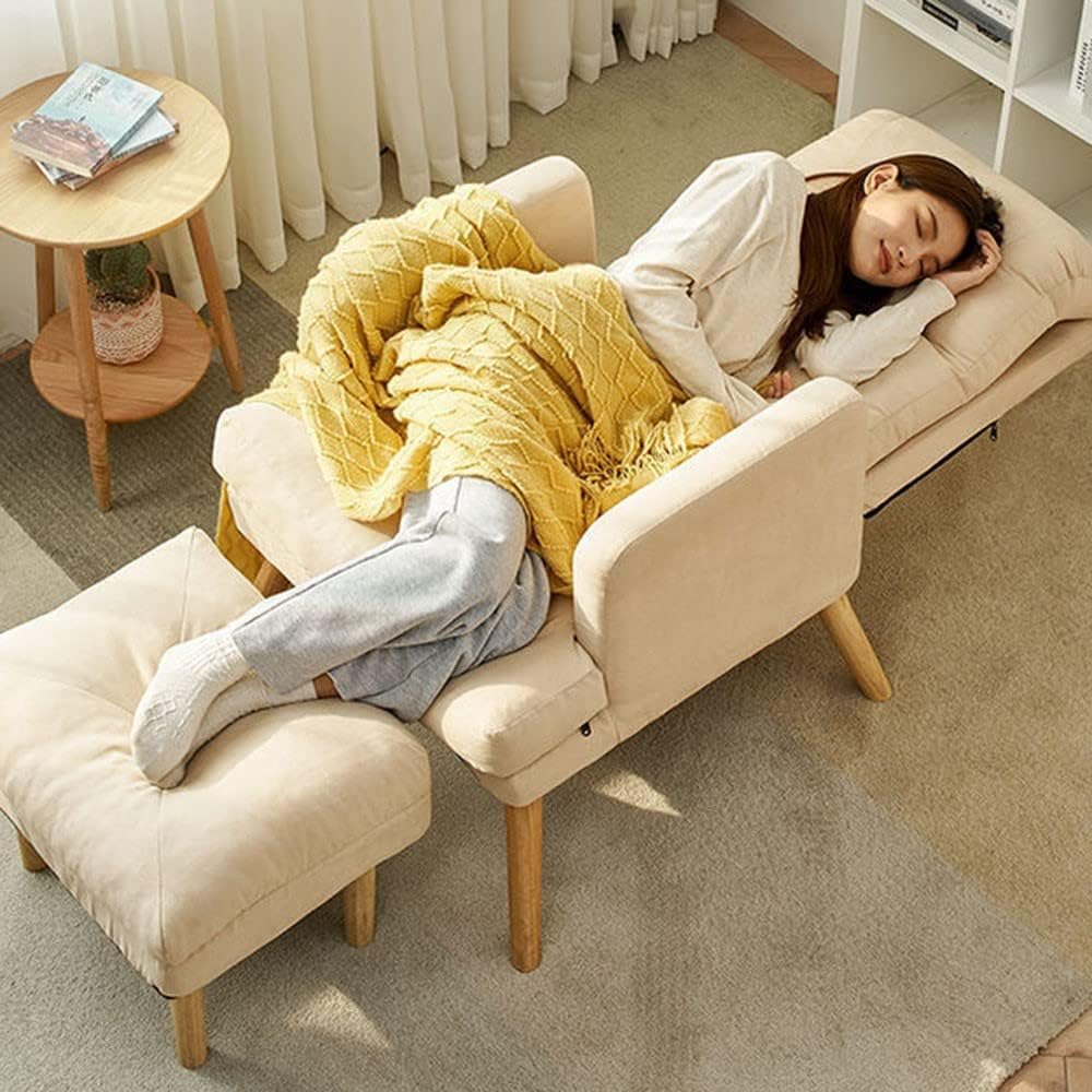 Fauteuil – Relaxstoel – Zithoek – Lounge Chair – Poef – Corduroy Bekleding – Met Voetenbank – Ergonomisch Ontwerp – Stevig Metalen Frame