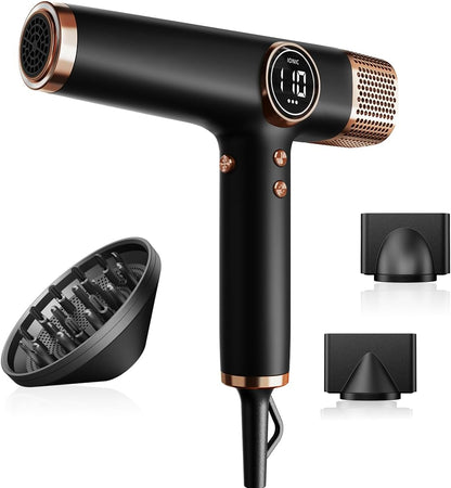 Föhn – Haardroger – Professionele Föhn – Ionische Föhn – Stille Haardroger – Met 3 Magnetische Opzetstukken – 110.000 RPM Motor