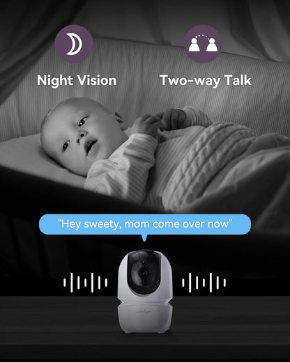 Babyfoon met 1080p camera, 7 inch, 720P HD-video, babymonitor met camera zonder wifi, 6000 mAh batterij, IR-nachtzicht, groothoeklens, 2-weg audio, vox-modus, 300 m bereik