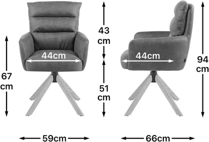 360° Draaibare Eetkamerstoel – Draaistoel – Stoel Met Armleuning – Zithoekstoel – Design Eetstoel – Crème Kleur – Natuurlijk Eikenhout Frame – Reset-functie