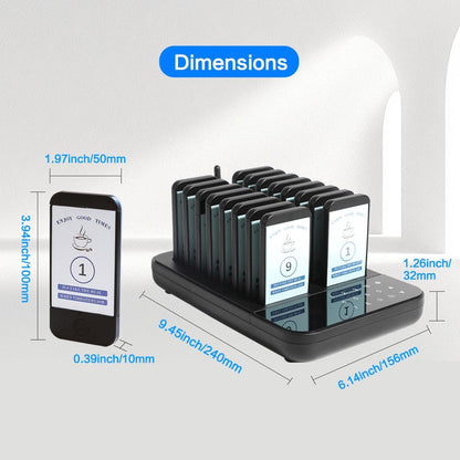 KZH Pager Systeem, Oproepsysteem Restaurant, 16 Pagers, 7 Oproepmodi, Gemakkelijk te Gebruiken, Waterdicht Aanraaktoetsenbord, Semafoonsysteem voor Bar, Ziekenhuis, Hotel