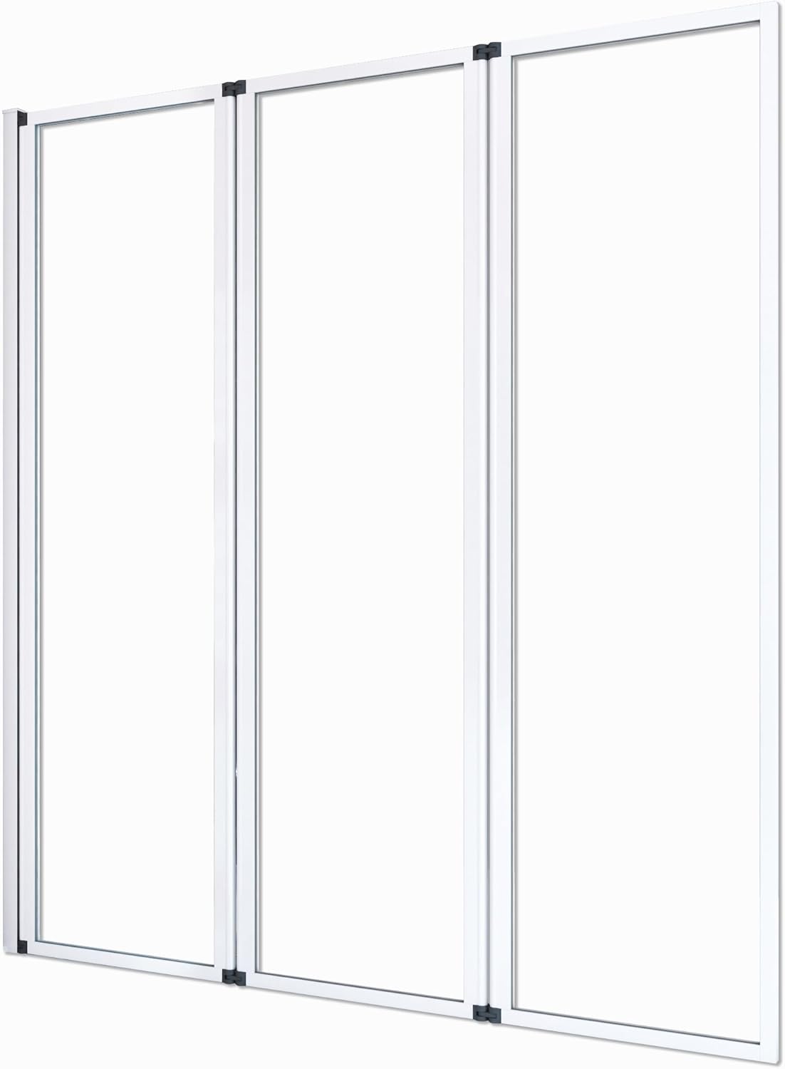 Marwell Triple White Douchewand voor badkuip, 125 x 143 cm, badvouwwand in wit, met helder glas