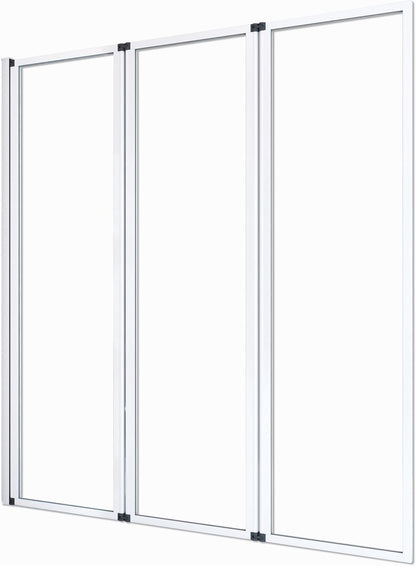 Marwell Triple White Douchewand voor badkuip, 125 x 143 cm, badvouwwand in wit, met helder glas