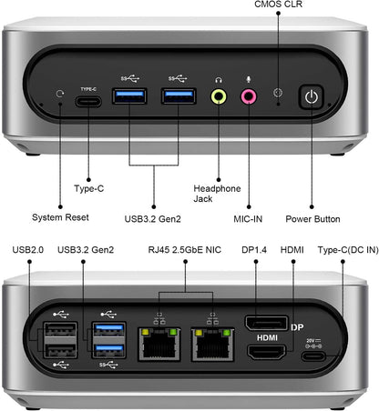 Mini PC – Mini Computer – Compact PC – Kleine Desktop – Ultieme Workstation – Intel Core i9-11900H 8-Core – 32GB RAM 1TB NVMe SSD – Triple 4K Display – WiFi 6 & Bluetooth 5.2