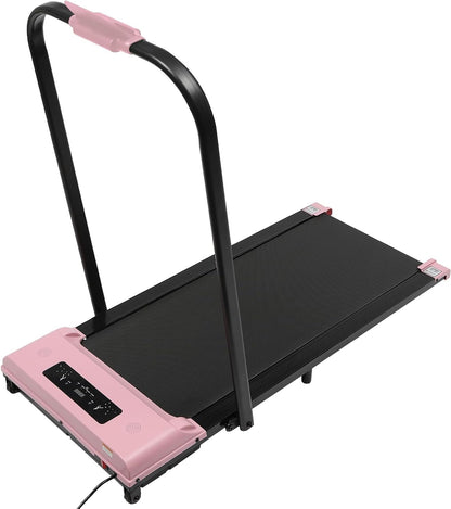 Intelligent Walking Path, Undertable Treadmill with Handle and LED Display, Surface 0.6 m², Foldable, 1-6 km/h Treadmill, Electric Training Device for Home, Office, Pink - QUORE