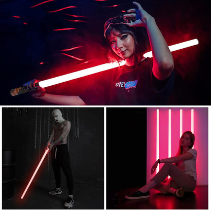 LED video lichtstaaf – LED videolamp, RGB videolamp, RGB fotolamp, camera licht – 2 Stuks, 120 Cm – Meer Dan 500 Lichtmodi – Ingebouwde Accu en Muzieksynchronisatie