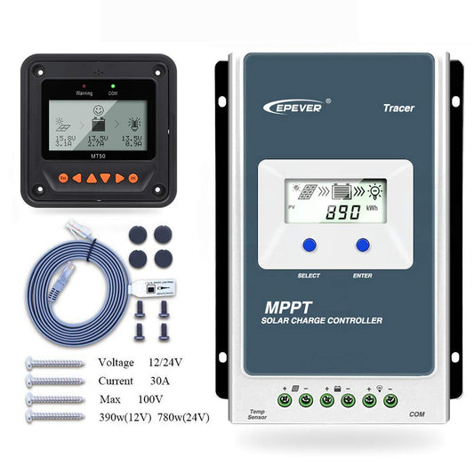 EPEVER MPPT Solar Charger Tracer AN Serie 10A / 20A / 30A / 40A met 12V / 24V DC automatische identificatie systeemspanning (30A / MT50)