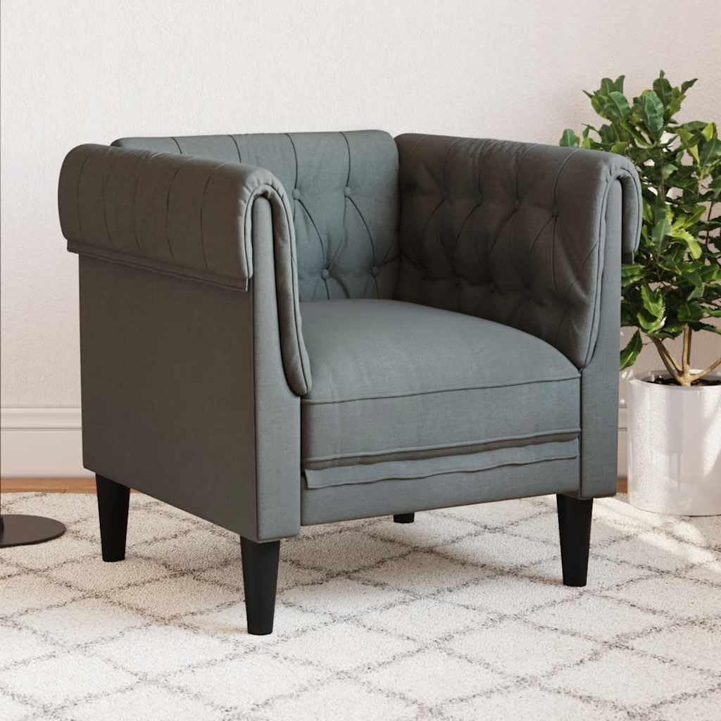 vidaXL Chesterfield Style Armchair Fabric Dark Grey Recliner Recliner Recliner Chair Arm Chair Armchair Lazy Chair TV Chair Recliner Chair - QUORE