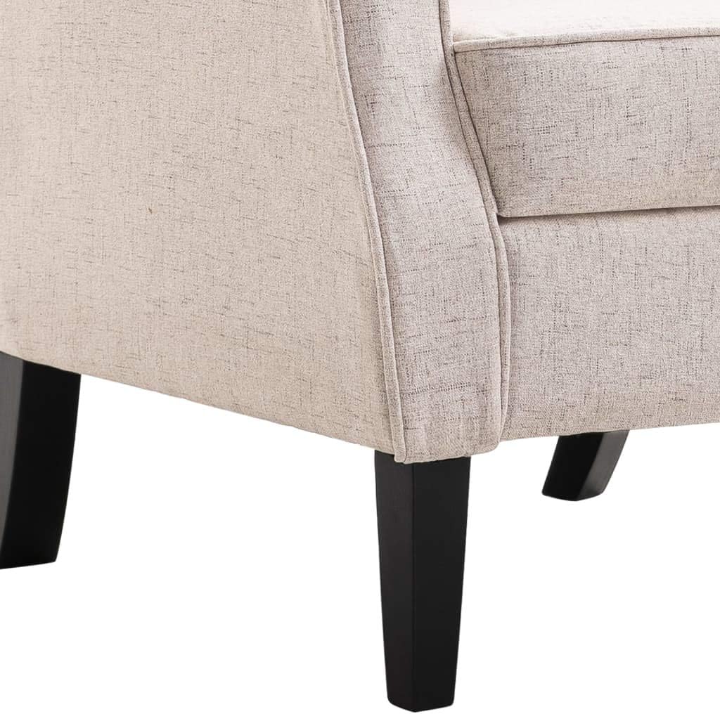 Beige Fauteuil – Relaxstoel – Leunstoel – Leesstoel – Lounge Stoel – Gestoffeerd – Stevig Eiken Houten Frame – Comfortabel Padded Zitvlak