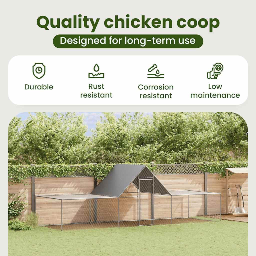 vidaXL Chicken Coop Galvanized Steel Chicken Coop Chicken Run Run Chickens Chick - QUORE