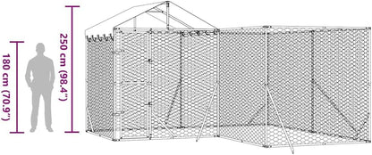 Buitenkennel – Hondenren – Dierenren – Buitenren – Kennel 4 x 4 x 2,5 m – Gegalvaniseerd Staal – Water- en UV-bestendig Dak