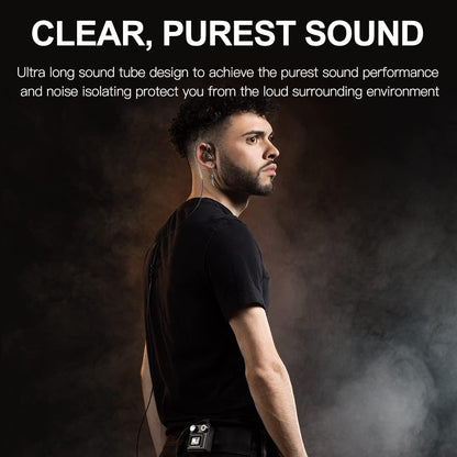 Draadloos in-ear monitor-systeem met in-ear oortjes – In-ear monitorset – Draadloze monitorset – IEM-systeem – Monitoroortjes – Tot 100 meter draadloos bereik – Dubbele drivers per oortje