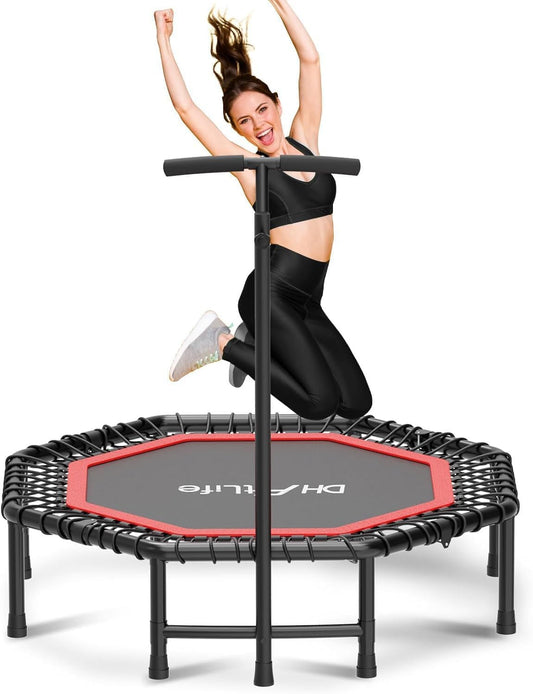 DH FitLife Indoor Fitness Trampoline opvouwbaar zonder installatie | Ø121 cm (48 inch) | Draagvermogen 150 kg | 3 verstelbare handgreepniveaus | Stevig en stil