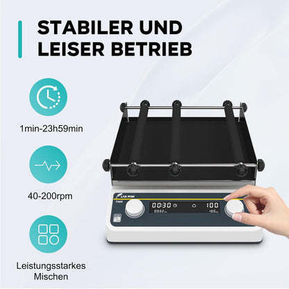 LABFISH Digitale orbitale schudapparaat, instelbare snelheid 40-200 tpm, werkblad 2 kg capaciteit, 2 kg, met timer en continue modus voor laboratorium