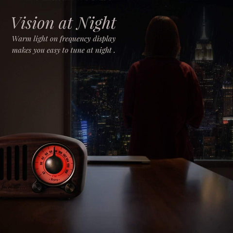 Draagbare Radio - Retro Radio - met FM - MP3-speler - via SD - Bluetooth - AUX - 270° Wijzerplaat - Battery-Aangedreven - 10.6 x 5 x 6.8 cm - Klassiek Walnoot Hout