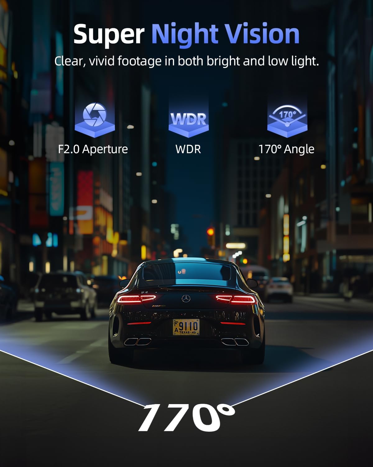 Dashcam Voor En Achter – Autocamera – Dashboardcamera – Auto Camera – Dubbele Lens Dashcam – 4K Frontcamera + 1080P Achtercamera – 5 GHz Wifi En App-Bediening