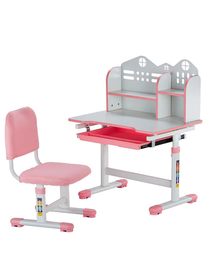 Kinderbureau – Kindertafel – Kinderstoel – Studiehoek – Kindermeubel – In Hoogte Verstelbaar – MDF En Stalen Frame