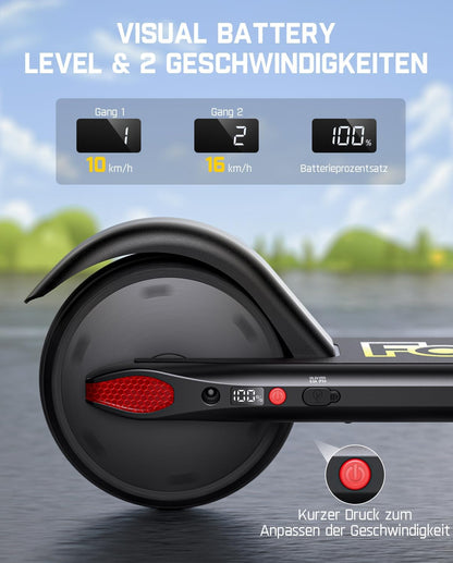 FanttikRide C9 elektrische scooter voor kinderen 8-12 jaar, 2 snelheden 10/16 km/u, 8 km bereik, in hoogte verstelbaar, opvouwbaar, elektrische kinderscooter zwart