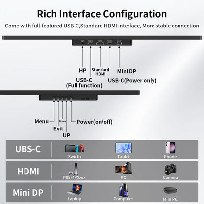 14 inch 4K touch screen, 3840 x 2160, 10-point capacitive touch screen, HDMI/USB C/Mini DP interface, integrated speakers, VESA, commercial display (3840 x 2400, 16 inches) OLED - QUORE