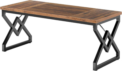 Tribesigns 160cm Executive Desk, Large Office Computer Desk with Extra Thick Wood Table Top and Metal Frame, Modern, Simple Workstation Writing Desk, Study Desk for Home Office, Vintage