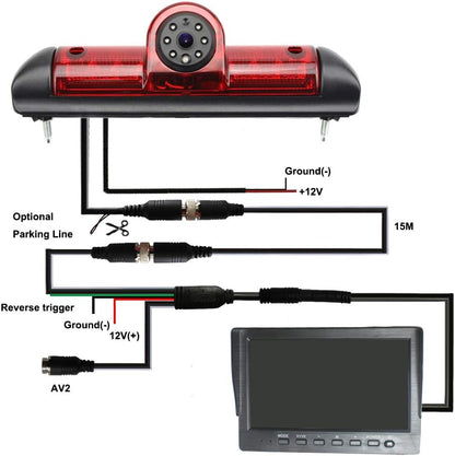 Ducato Achteruitrijcamera, remlicht, achteruitrijcamera + 17,8 cm (7 inch) monitor voor Citroen Jumper III / Ducato X250 / Relay Peugeot Boxer III