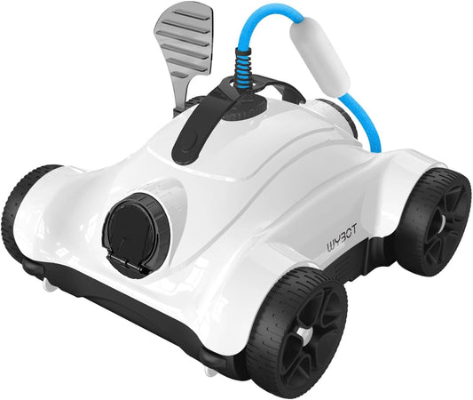 WYBOT Zwembadrobot 150W Krachtig voor het reinigen van grote bladeren en stenen, zwembadstofzuiger met dubbele motor, 3 timerfuncties, vloerreinigingsborstel, Perfect voor zwembaden