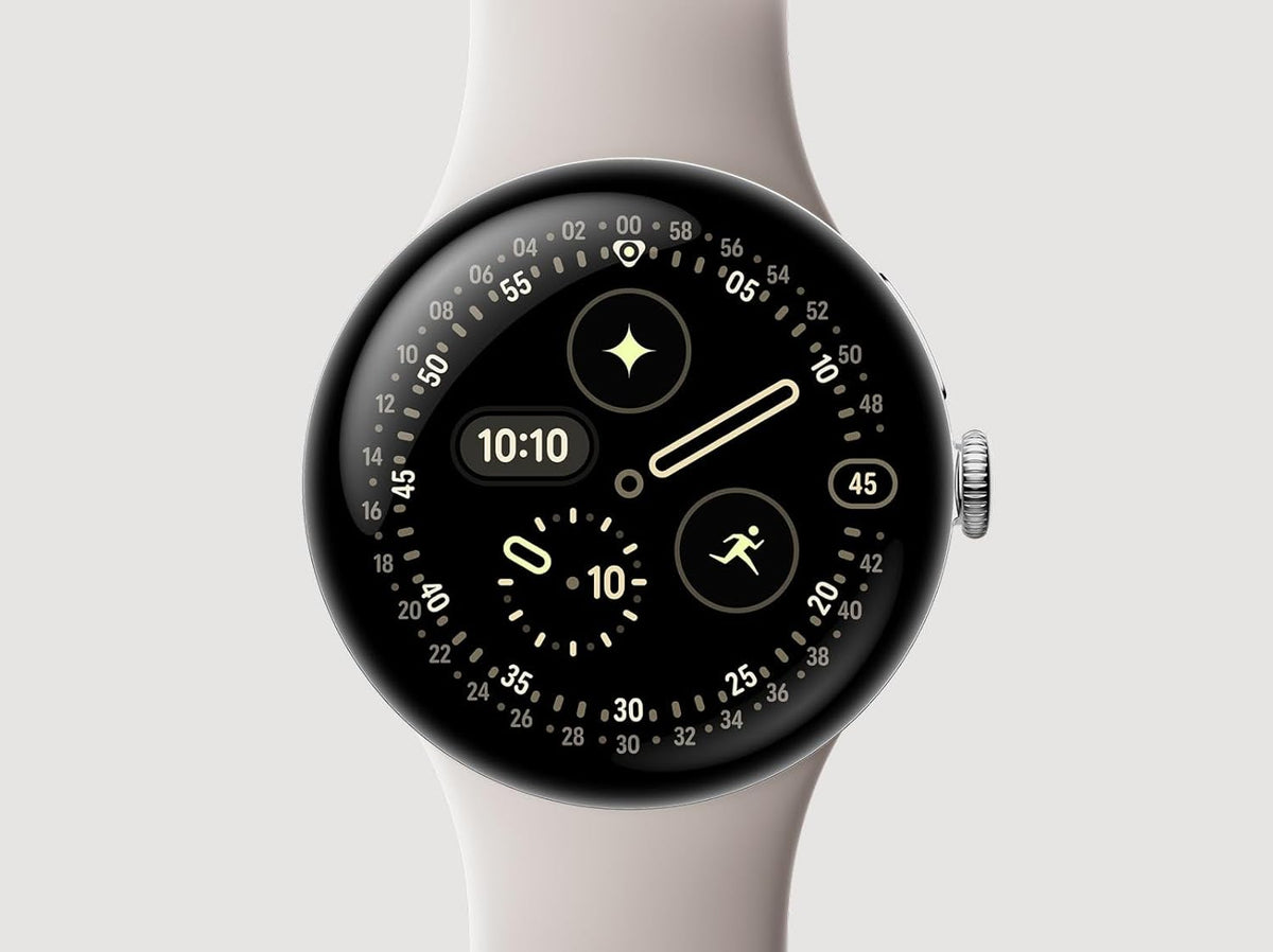 Google Pixel Watch 4 (41 mm) - Android-smartwatch met koepelvormig display, uitgebreide gezondheids- en fitnesstracking en hulp van Gemini - Gepolijste zilveren aluminium behuizing - Porseleinen