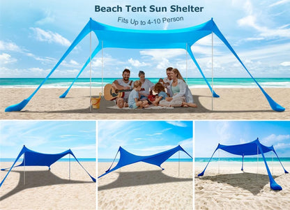 Beach Tent Canopy Sunscreen 10x10 FT Anti-UV Portable Umbrella (Blue, XL)