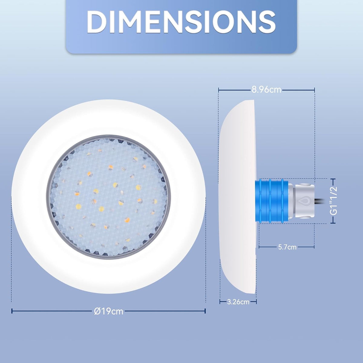 Led-Zwembadverlichting – Zwembadlamp, Zwembadspot, Onderwaterlamp, Onderwaterverlichting – 1,5 Inch Buitendraad Voor Betonzwembaden En Spa's – 15 W RGB – Synchrone Besturing Met Controller En Afstandsbediening