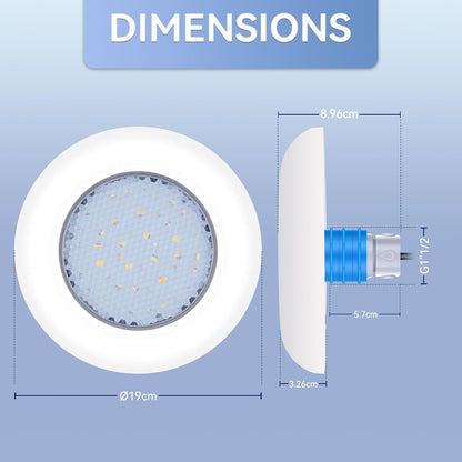 Led-Zwembadverlichting – Zwembadlamp, Zwembadspot, Onderwaterlamp, Onderwaterverlichting – 1,5 Inch Buitendraad Voor Betonzwembaden En Spa's – 15 W RGB – Synchrone Besturing Met Controller En Afstandsbediening