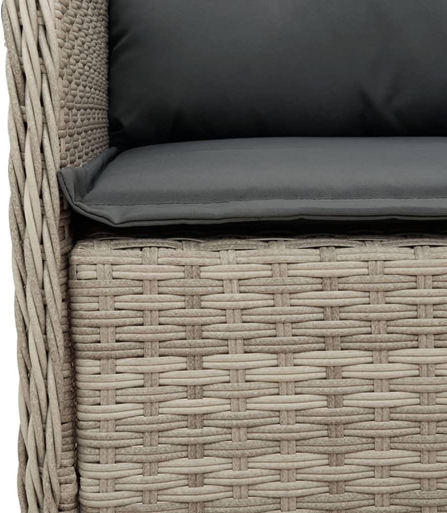 Gecheer 2 x Garden Chairs with Cushion, Light Grey, Poly Rattan Garden Chair Rattan Garden Chairs - QUORE
