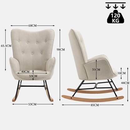 MEUBLE COSY Hollywood schommelstoel voor de tuin, relax voor terras en balkon, Scandinavisch design met poten van hout en metaal, bekleding niet waterdicht
