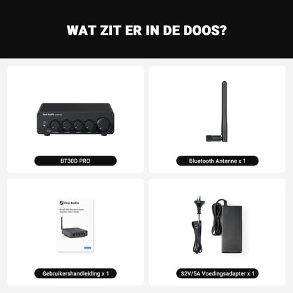 Fosi Audio BT30D Pro TPA3255 Hi-Fi Bluetooth 5.0 Stereo Audio Receiver Versterker 2.1 Kanaal Mini Klasse D Geïntegreerde Versterker 165Wx2+350W voor Home Desktop Boekenplank Luidsprekers/Subwoofers