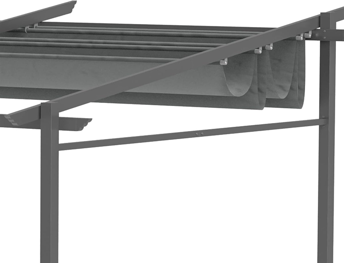 Outsunny Terrassendach Pergola approx. 4x3m Terrassendachung Garten Pavillon Aluminium, Wall-mounted, Gartenpavillon mit Verstellbares Dach, UV Schutz, Sonnenschutz für Terrasse und Garten, Dunkelgrau - QUORE