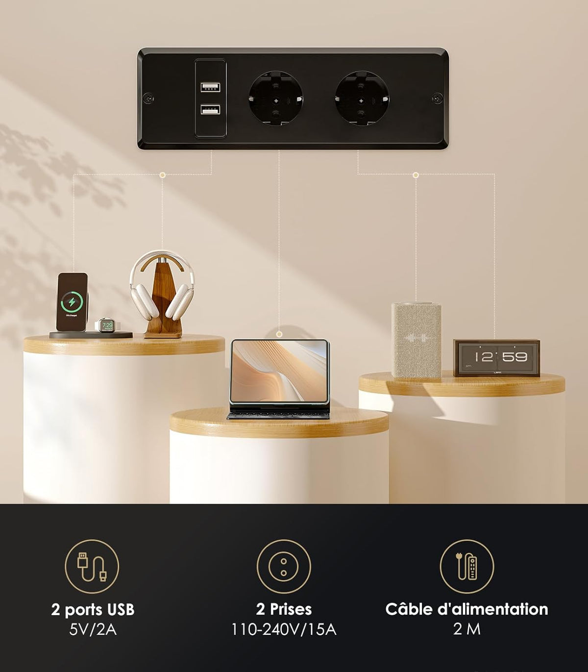 Verstelbaar Hoekbureau – Elektrisch Bureau – Zit Sta Bureau – L-vormig Bureau – Hoekbureau Met Opberglades – Elektrische Hoogteverstelling 72-118 cm – Ingebouwde Stopcontacten En USB-poort