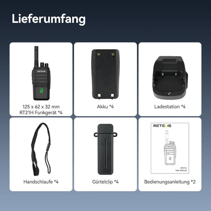 Retevis RT21H Walkie Talkies, IP54 waterbestendige portofoon, robuust, onzichtbaar scherm, USB-C-oplaadfunctie, PMR446, gebruiksvriendelijke portofoons met groot bereik voor fabrieken en de bouwsector