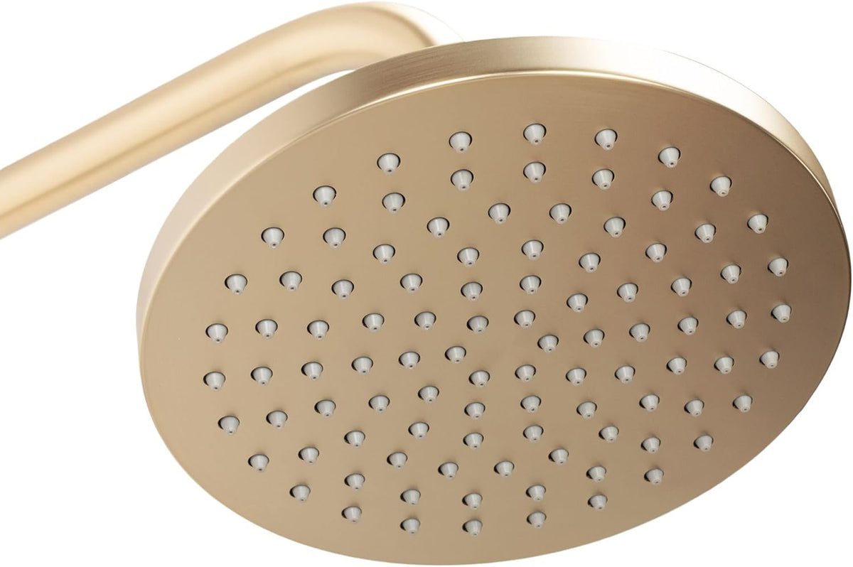 Douchesysteem – Doucheset – Douchekraan – Regendouche – Handdouche – Geborsteld Goud Messing – 20x20 cm Hoofddouche – 150 cm Handdoucheslang