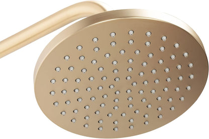 Douchesysteem – Doucheset – Douchekraan – Regendouche – Handdouche – Geborsteld Goud Messing – 20x20 cm Hoofddouche – 150 cm Handdoucheslang
