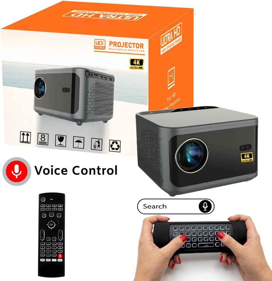 Beamer 4K / WiFi 6 / BT 5.4 Android 13 TV & [geïntegreerde app] Automatische focus, Full HD 1080P, hifi-luidspreker, korte brandpuntsafstand, compatibel met HDMI/TV Stick/Gaming