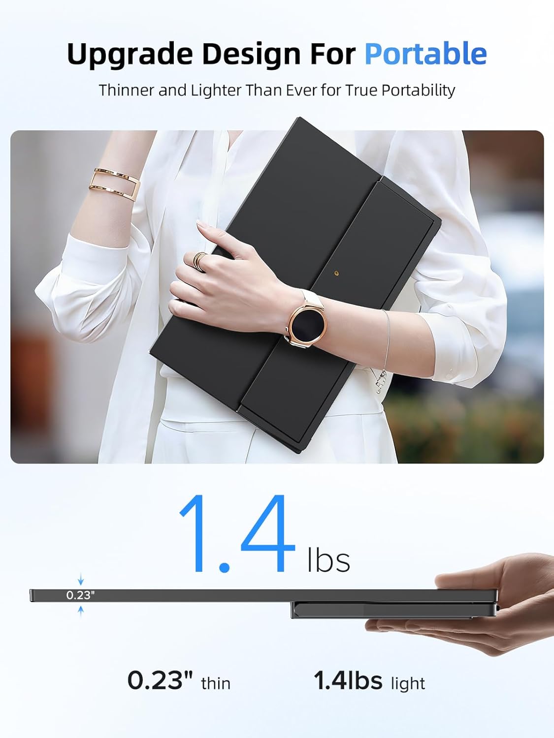 UPERFECT Portable Monitor Touch Screen 15.6 Inch 1080P FHD 125% sRGB 1500:1 Eye Care IPS Matte Ultra Thin Screen with Mini HDMI USB C for Laptop/PC/Game Consoles/Phone - QUORE